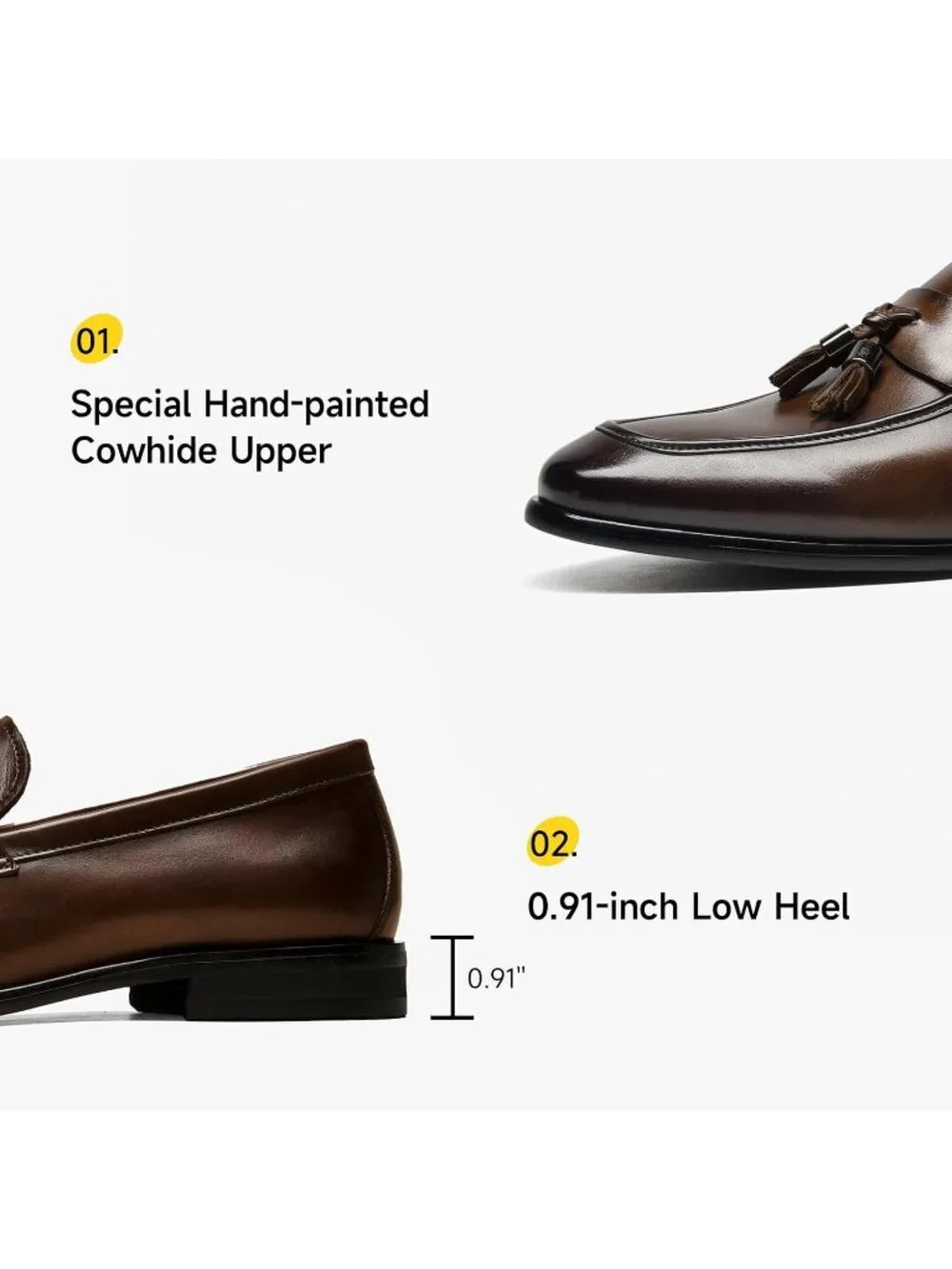 Women's Brown Leather Loafers Dress Slip On Tassel Loafer Shoes Business Causal